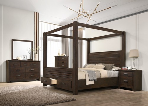 5pc brown queen - queen, canopy
